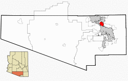 Location in Pima County and Arizona