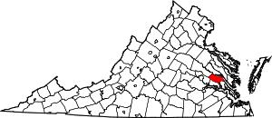 Map of Virginia highlighting New Kent County