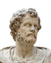 a black and white photograph of a bronze head depicting Hannibal