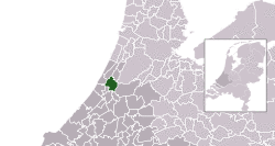 Highlighted position of Teylingen in a municipal map of South Holland
