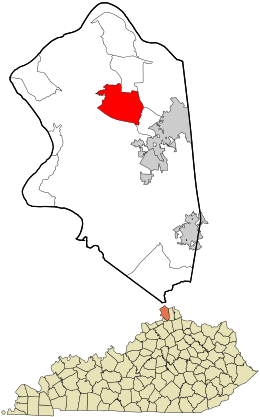 Location within Boone County and the state of Kentucky