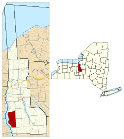Location within Cayuga County and New York
