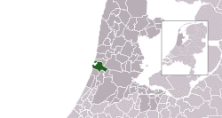 Highlighted position of Velsen in a municipal map of North Holland
