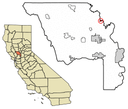 Location of Knights Landing in Yolo County, California.