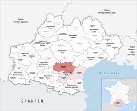 Location within the region Occitanie