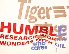 Corita Kent - we care. 1966, serigraph. Tiger in Humble research works wonders with oil who cares we care