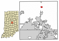 Location of Arcadia in Hamilton County, Indiana.
