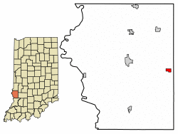 Location of Dugger in Sullivan County, Indiana.