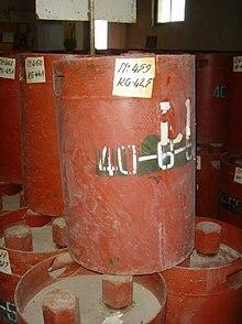 Soviet chemical weapons canisters from a stockpile in Albania.jpg