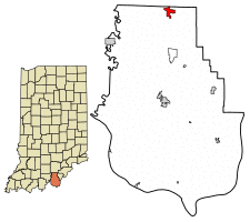 Location of Palmyra in Harrison County, Indiana.