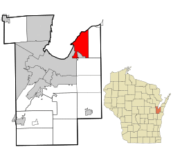 Location in Brown County and the state of Wisconsin.