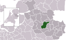 Highlighted position of Hellendoorn in a municipal map of Overijssel