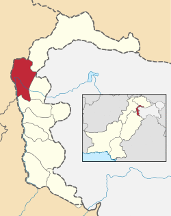 Map of Azad Kashmir with the Muzaffarabad District highlighted in red