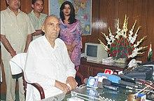Shri Sis Ram Ola in his office after taking over the charge as the Union Minister of Labour & Employment in New Delhi on May 24, 2004.jpg