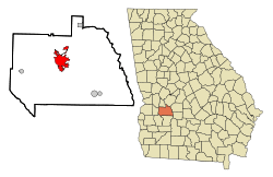 Location in Sumter County and the state of Georgia