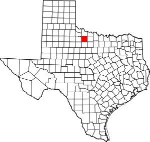 Map of Texas highlighting Baylor County