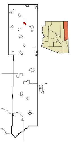 Location in Apache County and the state of Arizona