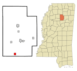 Location of Slate Springs, Mississippi
