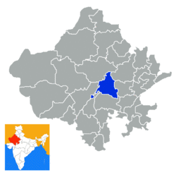 Location of Ajmer district in Rajasthan