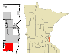 Location of the city of Cottage Grove within Washington County, Minnesota