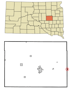 Location in Beadle County (and Kingsbury County) and the state of South Dakota and the state of South Dakota