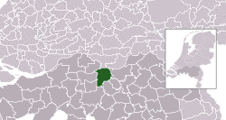 Highlighted position of Heusden in a municipal map of North Brabant