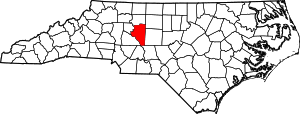 Map of North Carolina highlighting Davidson County