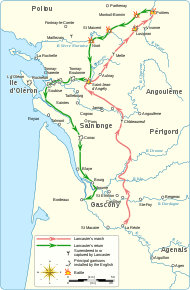 A map of Lancaster's route in 1346