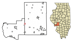 Location of Medora in Macoupin County, Illinois.