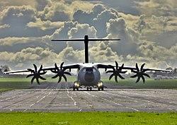 A RAF Airbus A400M Atlas at Keevil during Exercise Joint Warrior in March 2017.