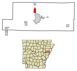 Location of Caldwell in St. Francis County, Arkansas.