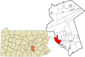 Location of Harrisburg in Dauphin County, Pennsylvania.
