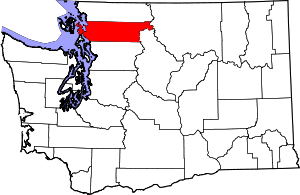 Map of Washington highlighting Skagit County
