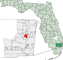 Location of Lauderdale Lakes in Broward County in State of Florida