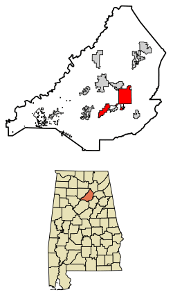 Location of Oneonta in Blount County, Alabama