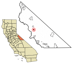 Location of Lee Vining in Mono County, California.