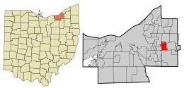 Location in Cuyahoga County and the state of Ohio.