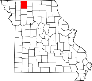Map of Missouri highlighting Harrison County