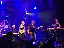 Members of Ambrosia perform onstage with guests Michael McDonald and Amy Holland at the Canyon Club in Agoura Hills, CA in a benefit performance on 3-20-16