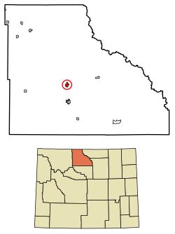 Location of Greybull in Big Horn County, Wyoming.