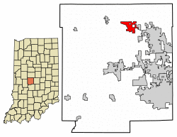 Location of Pittsboro in Hendricks County, Indiana.