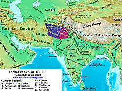 Territory of the Indo-Greeks circa 100 BC.