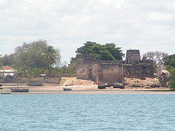 A fort on the banks of Kilwa Kisiwani.