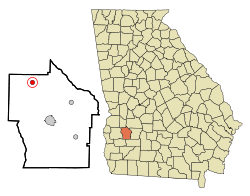 Location in Terrell County and the state of Georgia