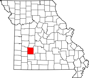 Map of Missouri highlighting Polk County