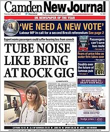 Camden New Journal front cover, 17 January 2019.jpg