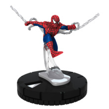 Spider-Man swinging through the air, attached to a black base.