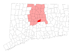Location in Hartford County, Connecticut