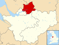 Warrington shown within Cheshire