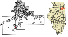 Location of Godley in Will County, Illinois.